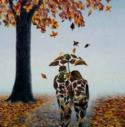 Couple de Feuilles d'Automne Broderie Diamant