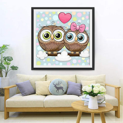 Couple de Hiboux Cartoon Broderie Diamant