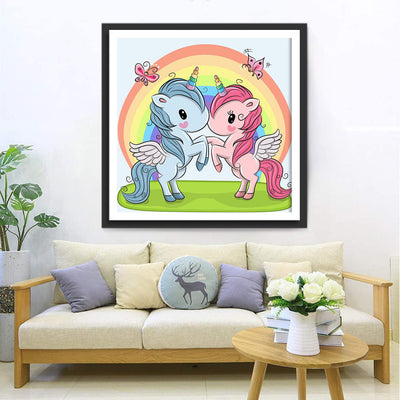 Couple de Licorne et Arc-en-Ciel Broderie Diamant