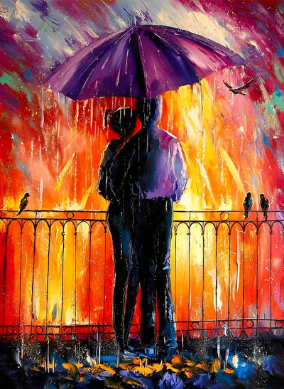 Couple de Pluie et Flamme Broderie Diamant