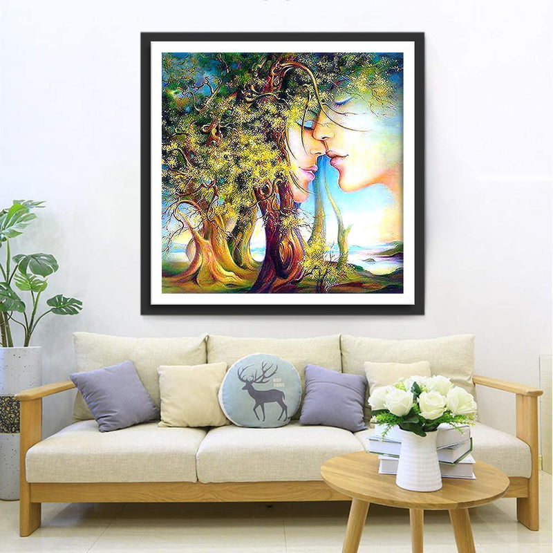 Couple et Arbres Aimer Populaire Broderie Diamant