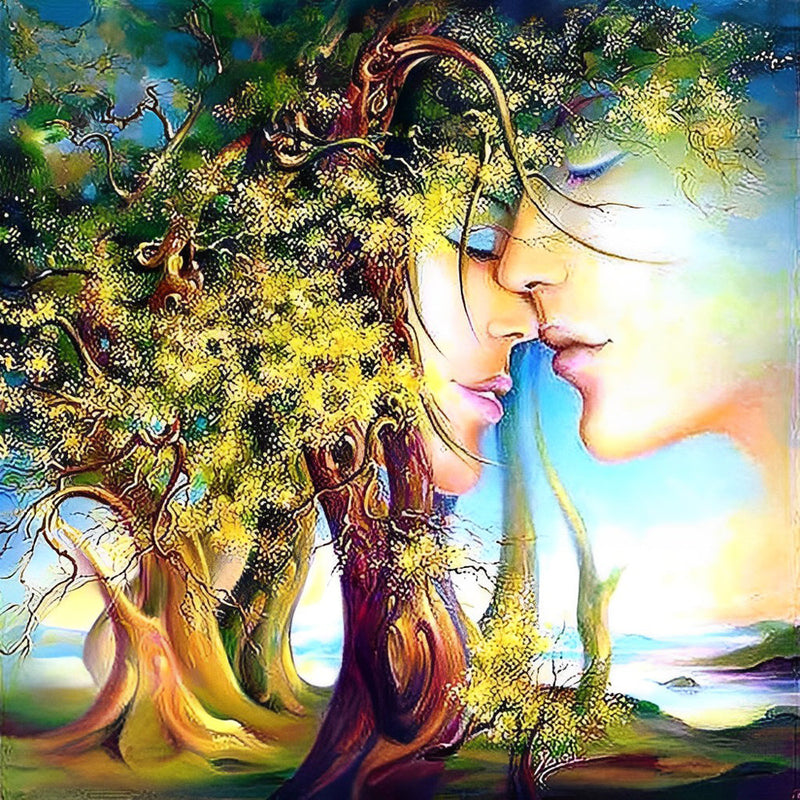 Couple et Arbres Aimer Populaire Broderie Diamant