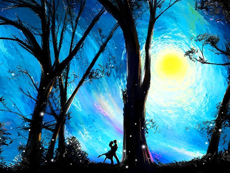 Couple et Ciel Etoilé Broderie Diamant
