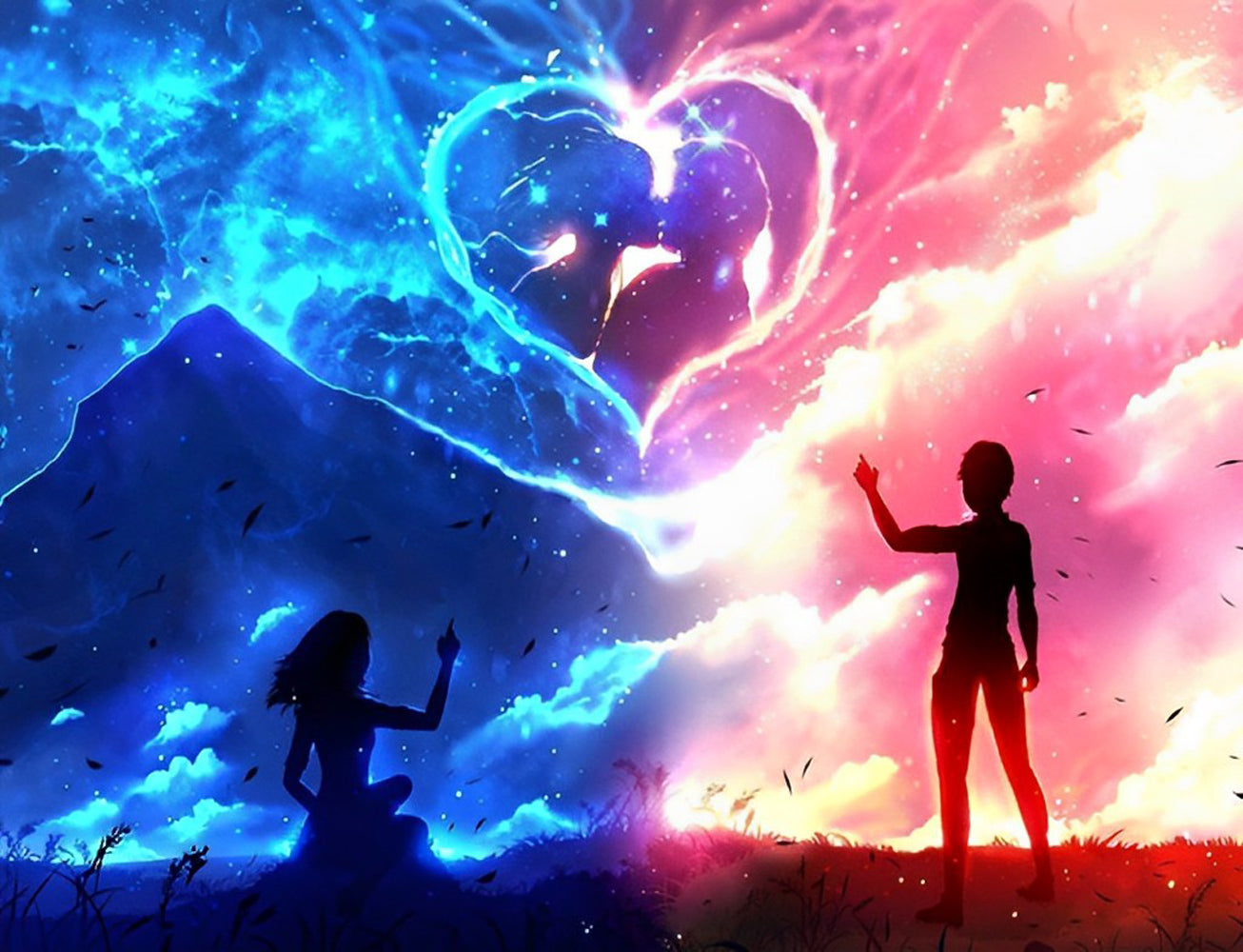 Couple et Eclair Broderie Diamant