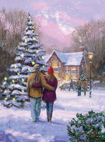 Couple pendant Noël Broderie Diamant