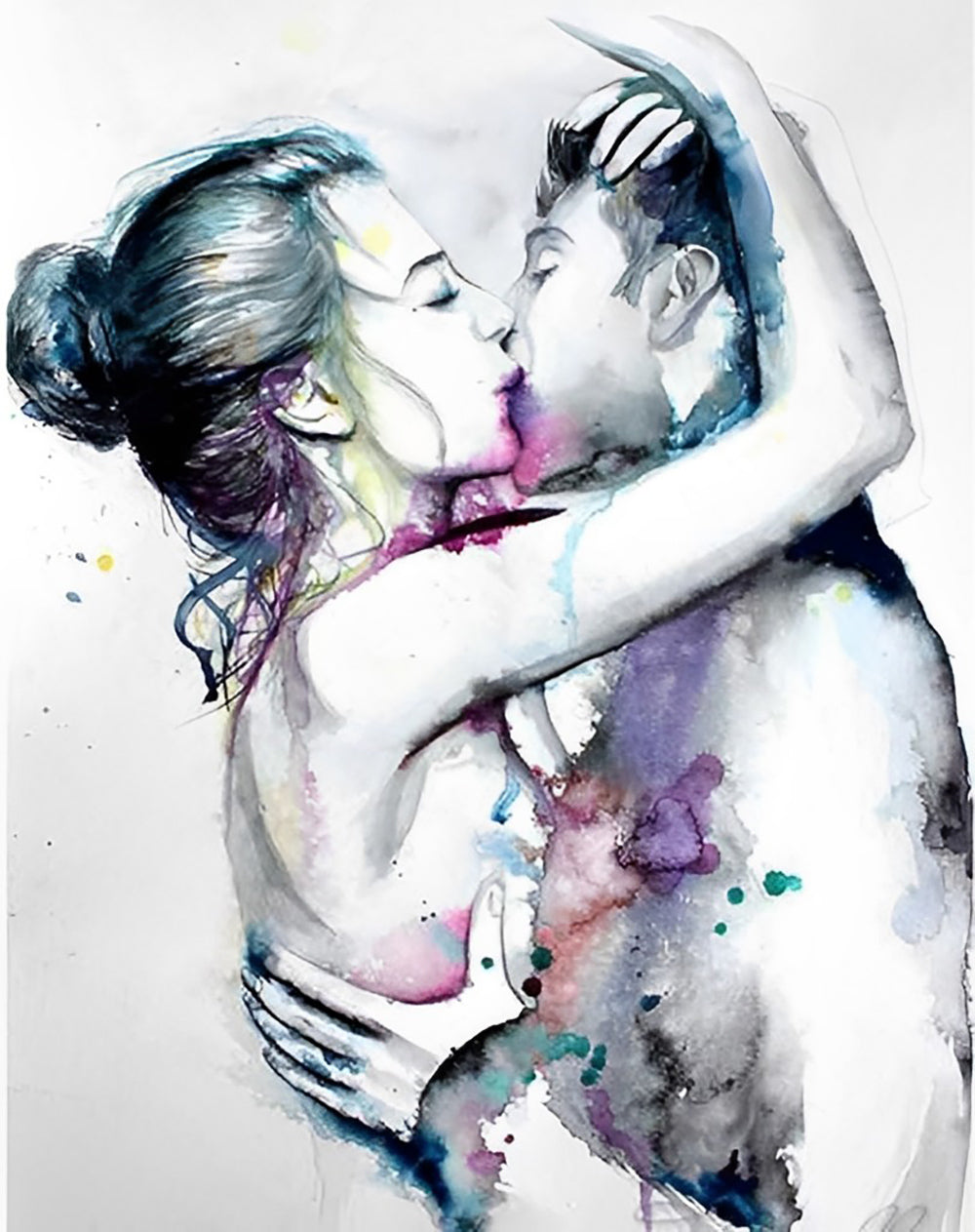 Couple S'embrassant Broderie Diamant