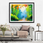 Couple se Promenant dans la Forêt Broderie Diamant