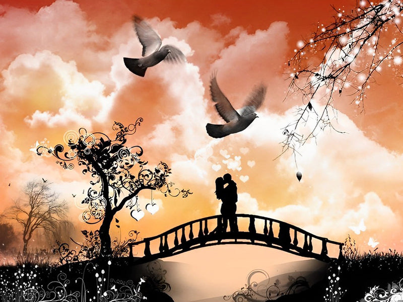 Couple sur le Pont Broderie Diamant