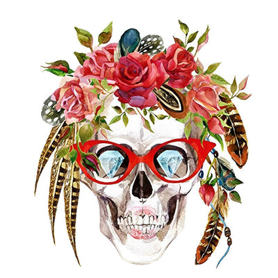 Crâne avec des Lunettes Broderie Diamant