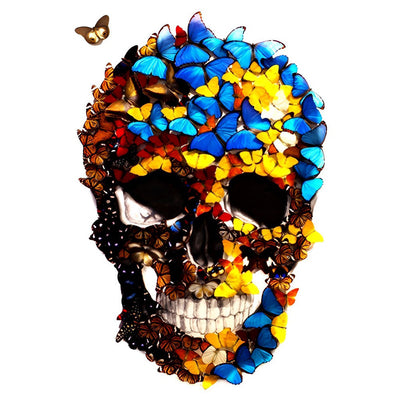 Crâne Couvert de Papillons Broderie Diamant