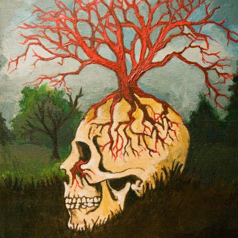 Crâne et Arbre Rouge Broderie Diamant