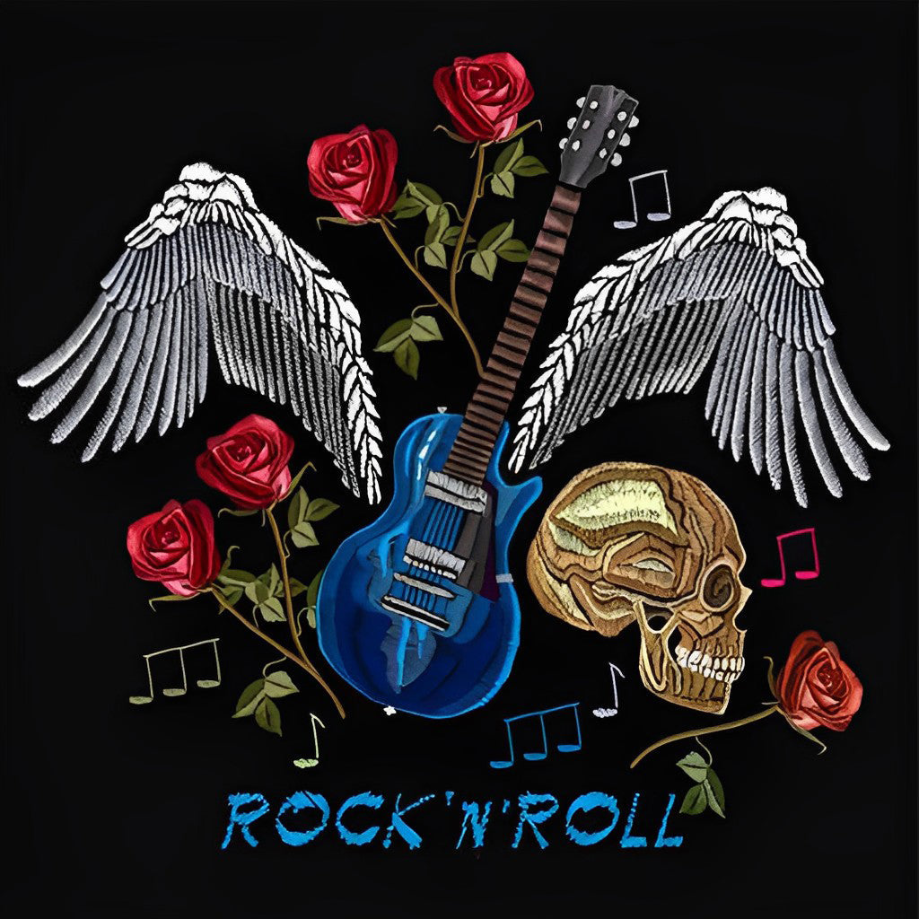 Crâne et Guitare Broderie Diamant