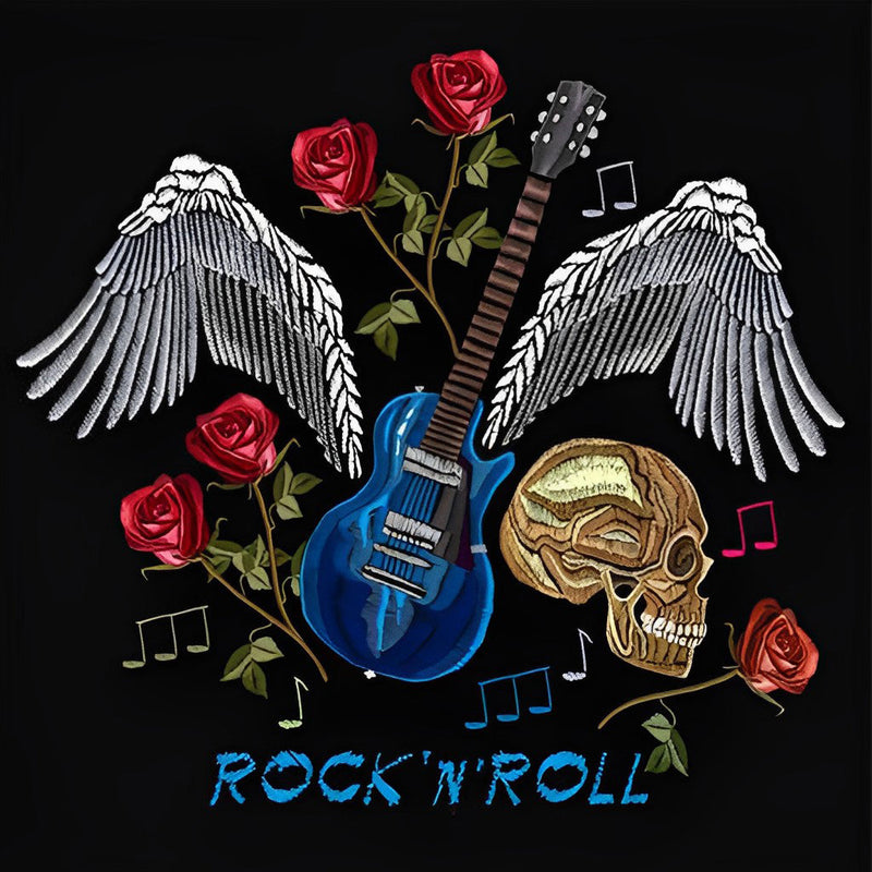 Crâne et Guitare Broderie Diamant