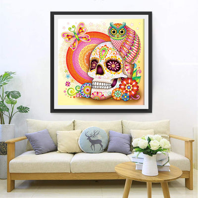 Crâne et Hibou Broderie Diamant