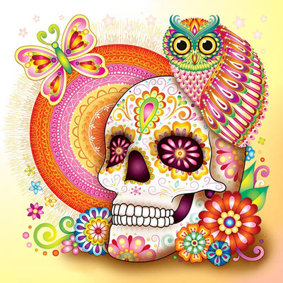 Crâne et Hibou Broderie Diamant