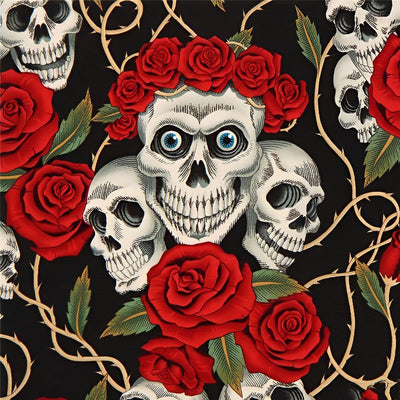 Crânes et Roses Broderie Diamant
