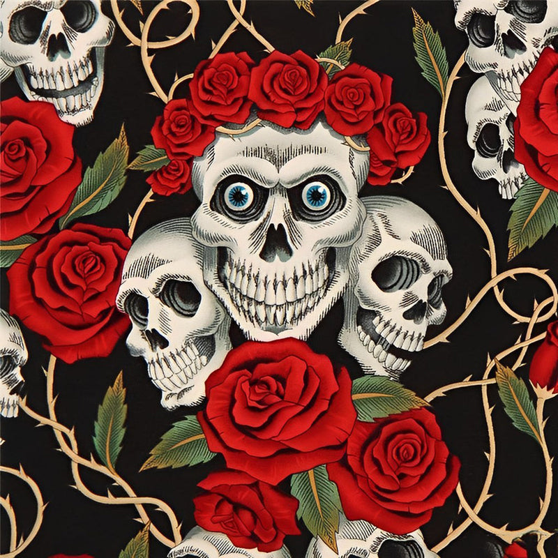 Crânes et Roses Broderie Diamant