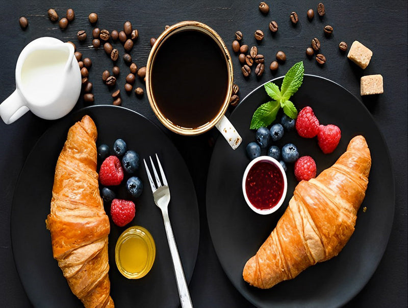 Croissant, Café et Lait Broderie Diamant