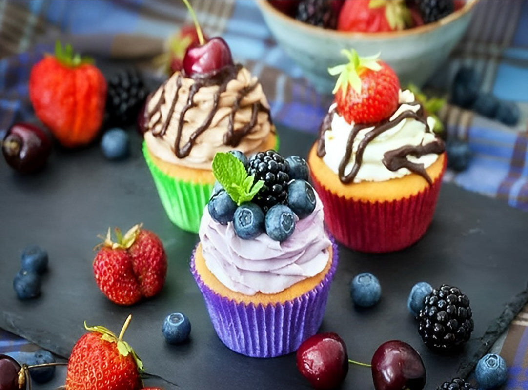 Cupcakes et Fruits Broderie Diamant