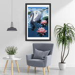 Cygne Blanc et Lotus Broderie Diamant