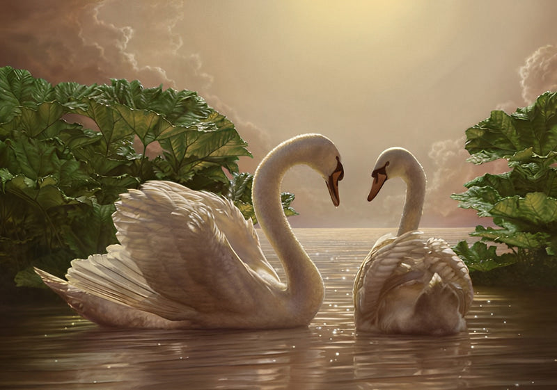 Cygnes dans le Lac Broderie Diamant