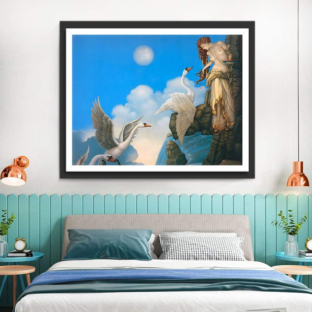 Cygnes et Déesse Broderie Diamant