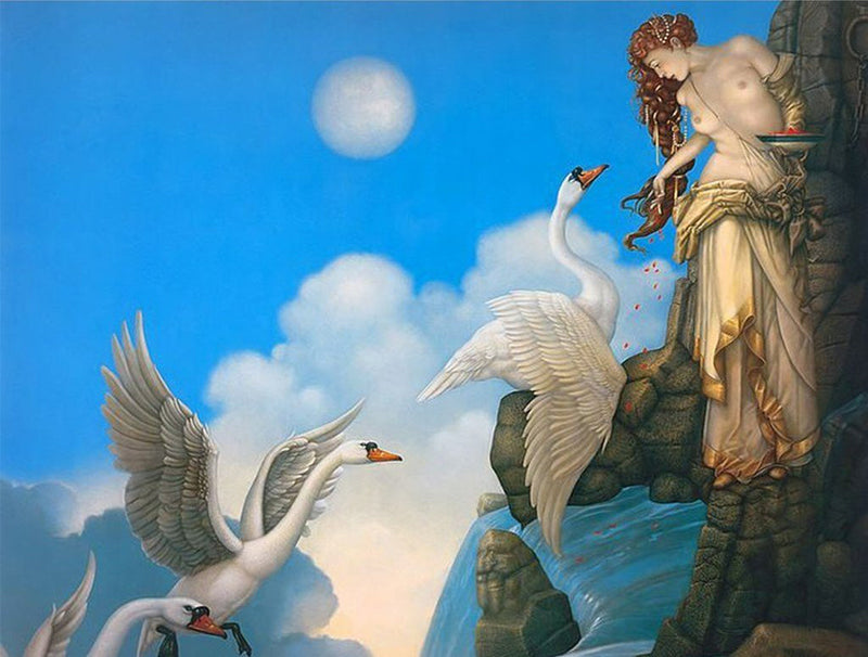 Cygnes et Déesse Broderie Diamant