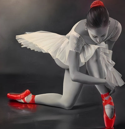 Danseuse et Chaussures de Danse Rouges Broderie Diamant