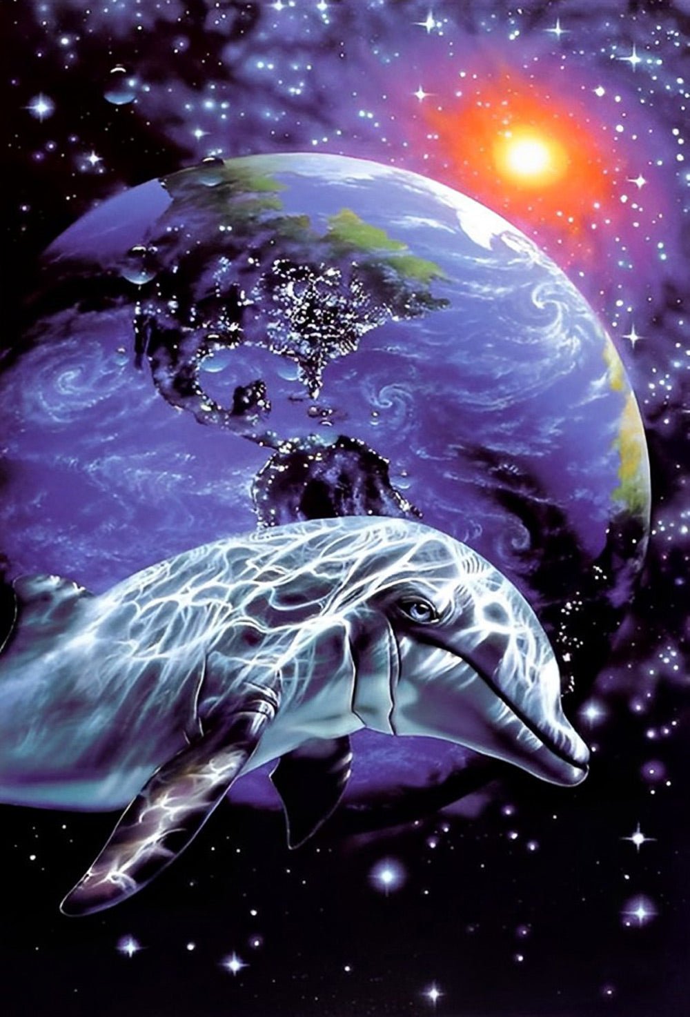 Dauphin dans l'Espace Broderie Diamant