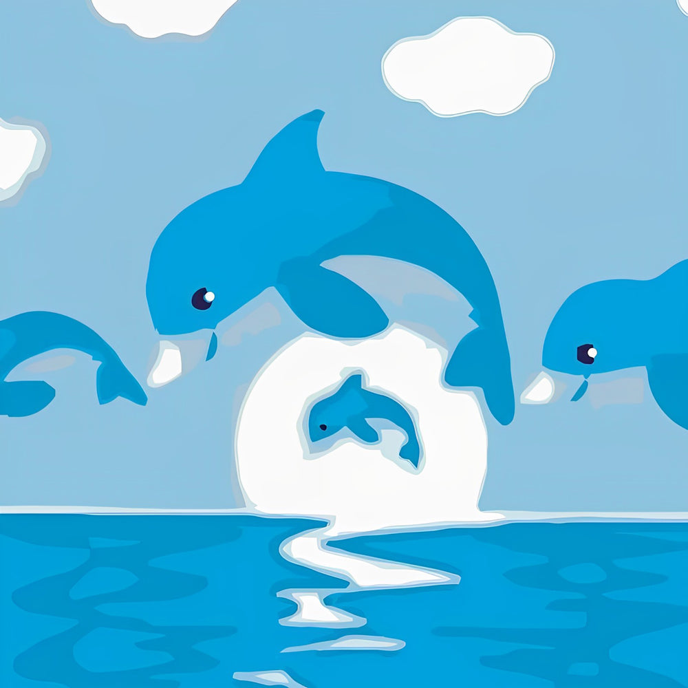 Dauphins Dessinés pour Enfants Broderie Diamant