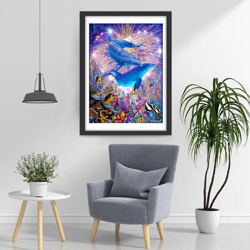 Dauphins et Feu d'Artifice Broderie Diamant