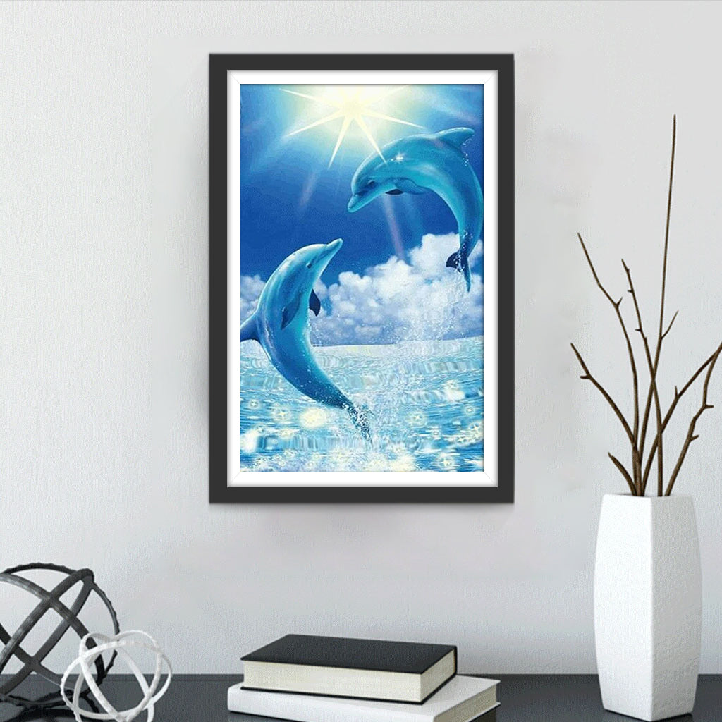Dauphins et le Soleil Broderie Diamant