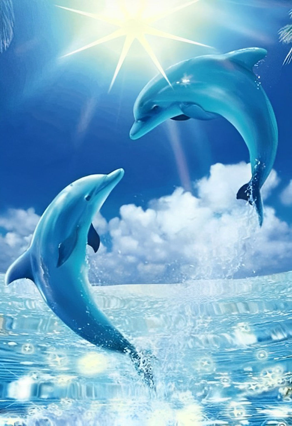 Dauphins et le Soleil Broderie Diamant