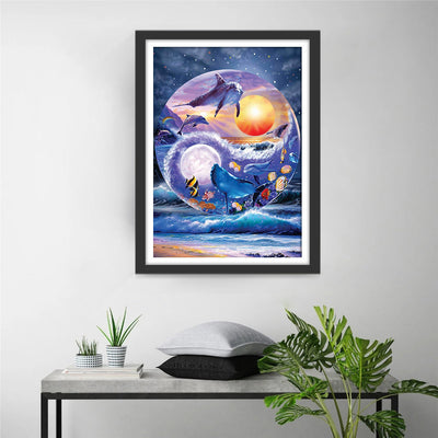 Dauphins Taiji Broderie Diamant