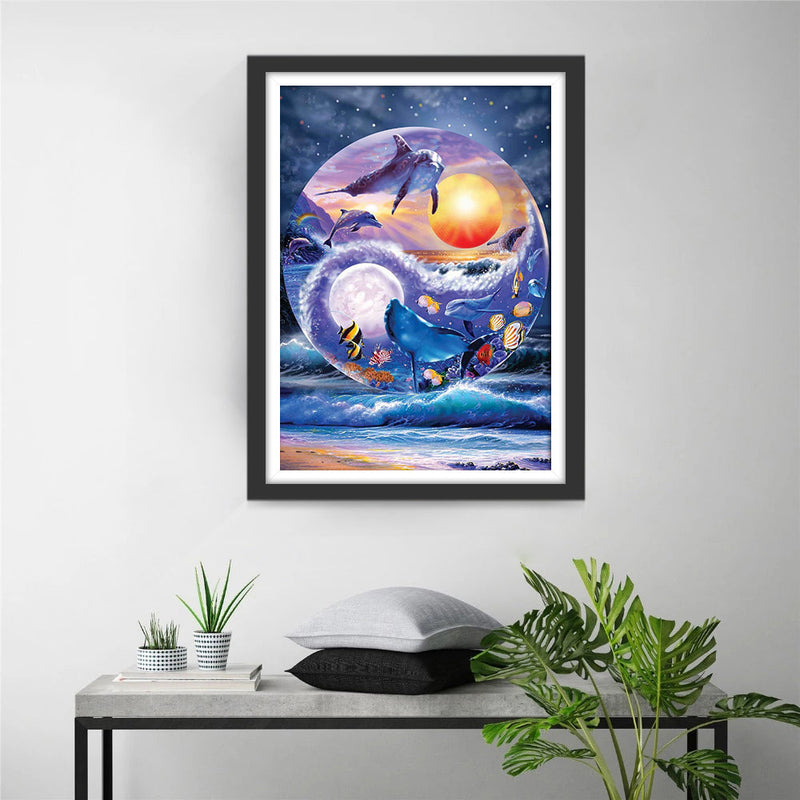 Dauphins Taiji Broderie Diamant