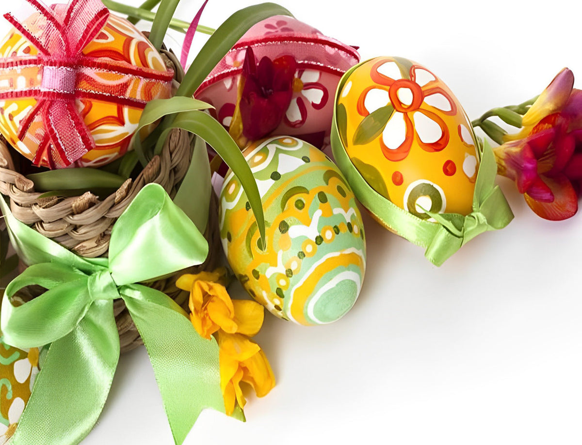 Des Oeufs Jaunes avec des Motifs Verts Broderie Diamant