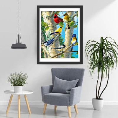 Des Oiseaux sur les Branches Broderie Diamant