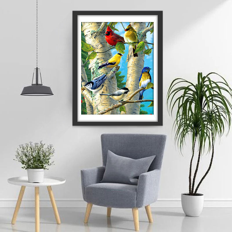Des Oiseaux sur les Branches Broderie Diamant
