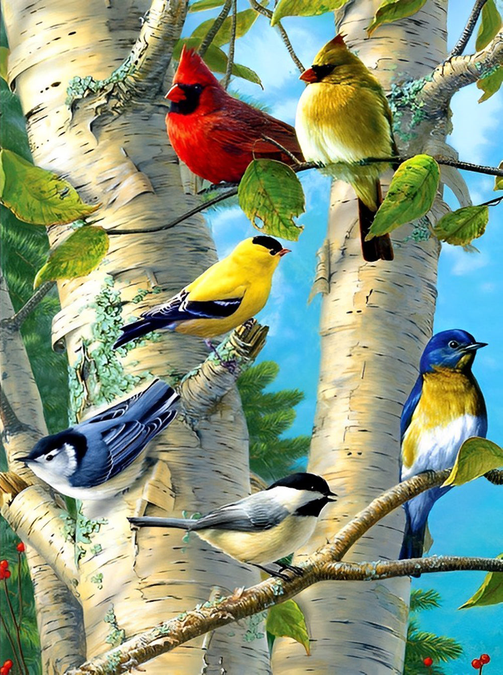 Des Oiseaux sur les Branches Broderie Diamant