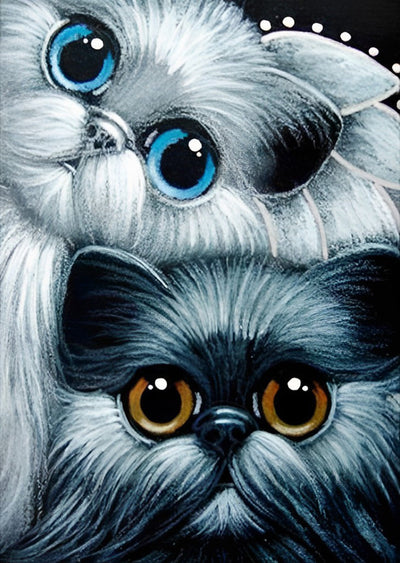 Deux Chat Garfield à Poil Long Broderie Diamant