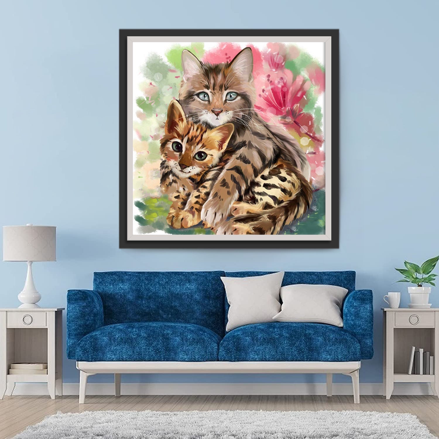 Deux Chats-léopards Câlins Broderie Diamant