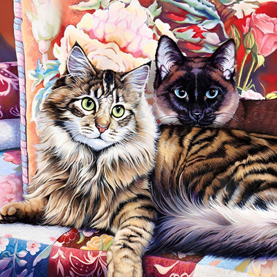 Deux Chats Tigres Blottis Broderie Diamant