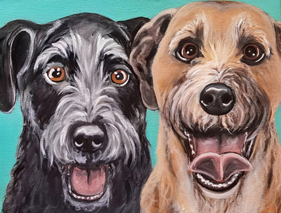 Deux Chiens Amusants Broderie Diamant