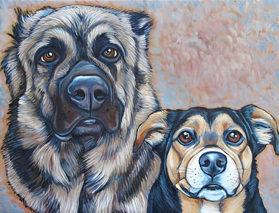 Deux Chiens Candides Broderie Diamant