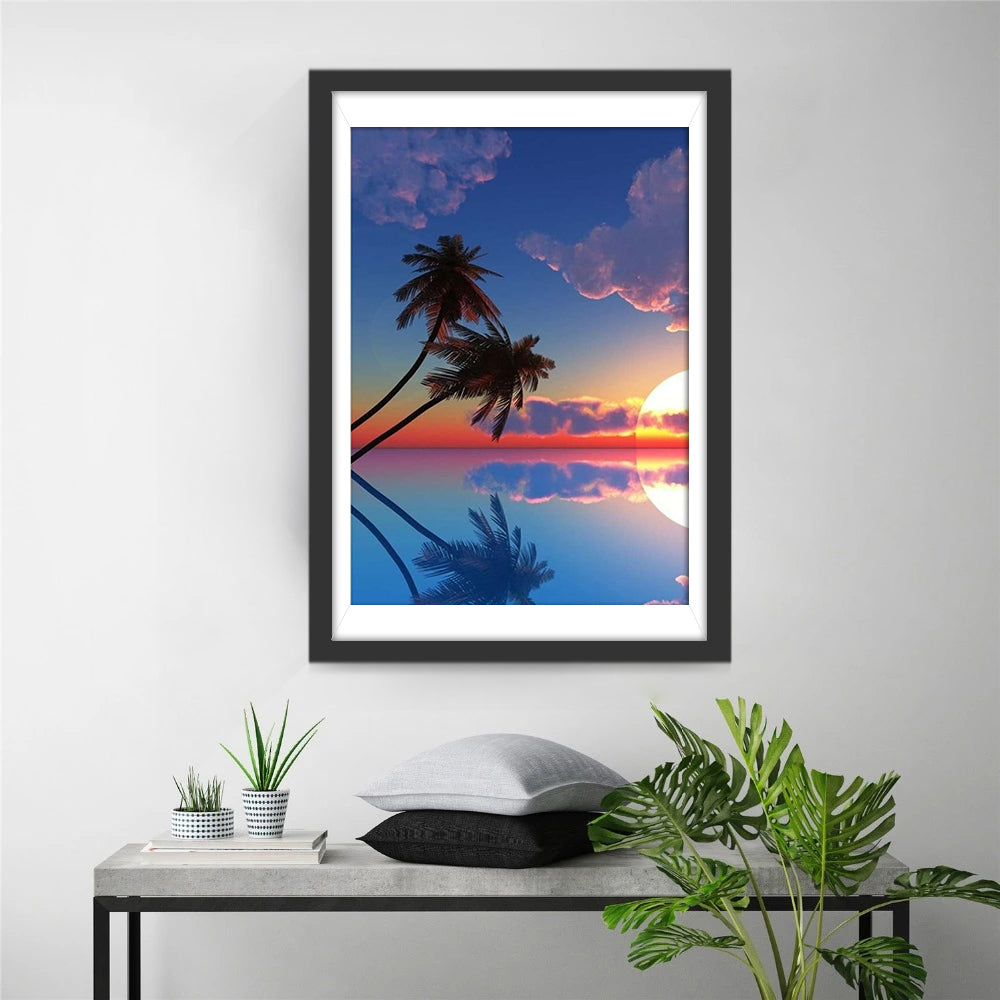 Deux Cocotiers et la Mer Broderie Diamant