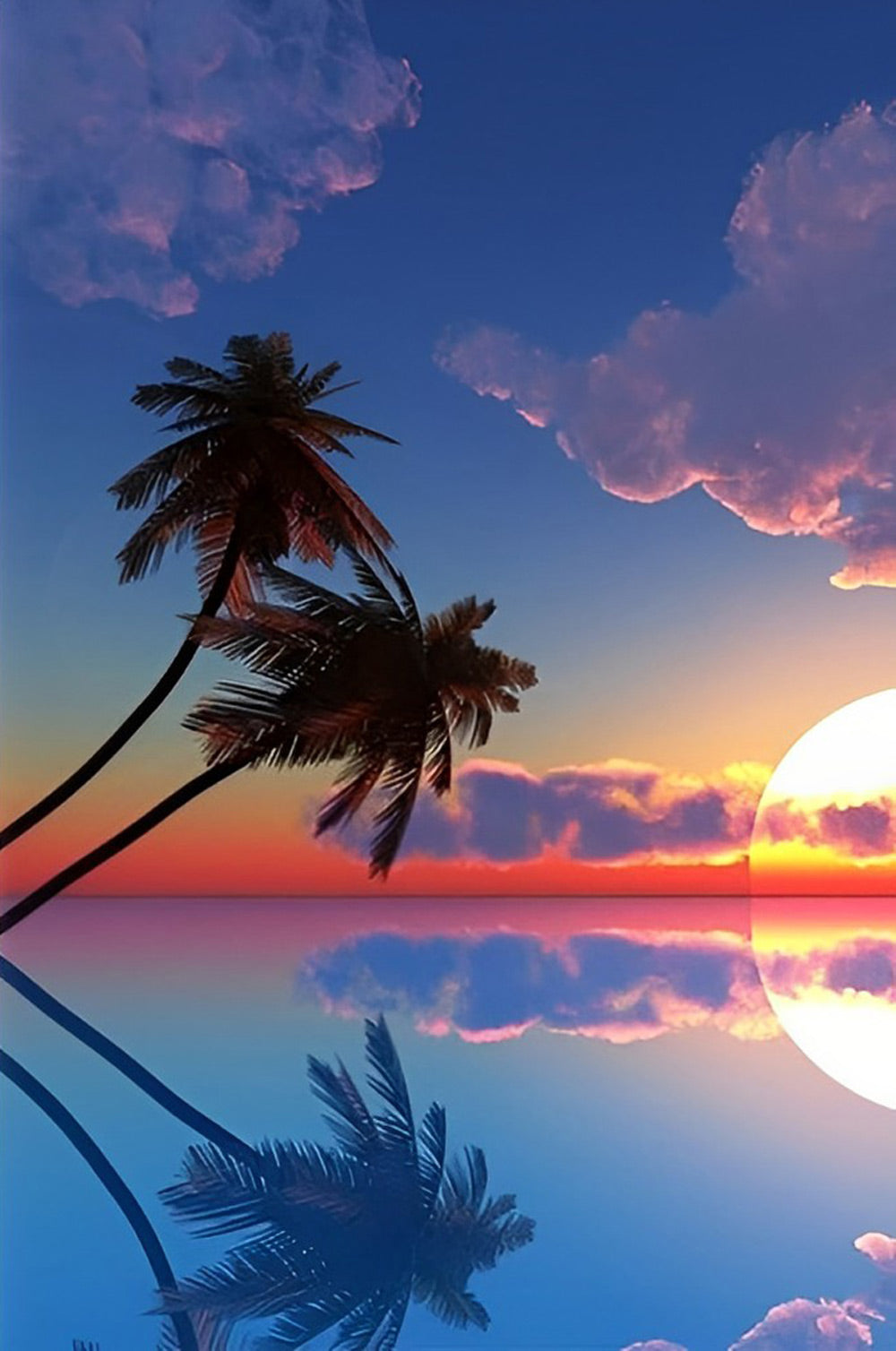 Deux Cocotiers et la Mer Broderie Diamant