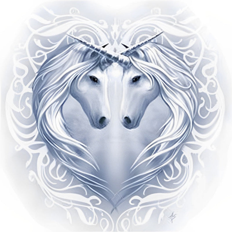 Deux Licornes Blanches Broderie Diamant