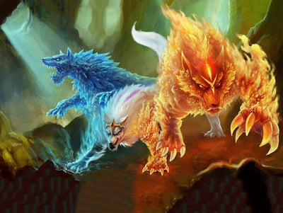 Deux Loups Mystérieux Broderie Diamant