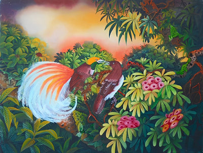 Deux Oiseaux avec Queue Longue Broderie Diamant