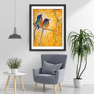 Deux Oiseaux Enrobés Broderie Diamant